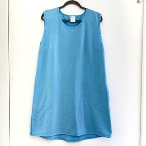 SERRA Pale Blue Sleeveless Dress Pockets Jumper XL Cozy Sweatshirt Spring